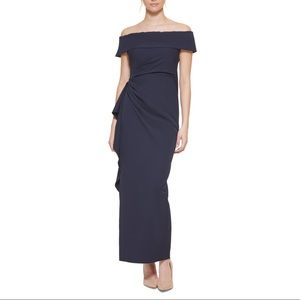 Vince Camuto Draped Off-The-Shoulder Gown